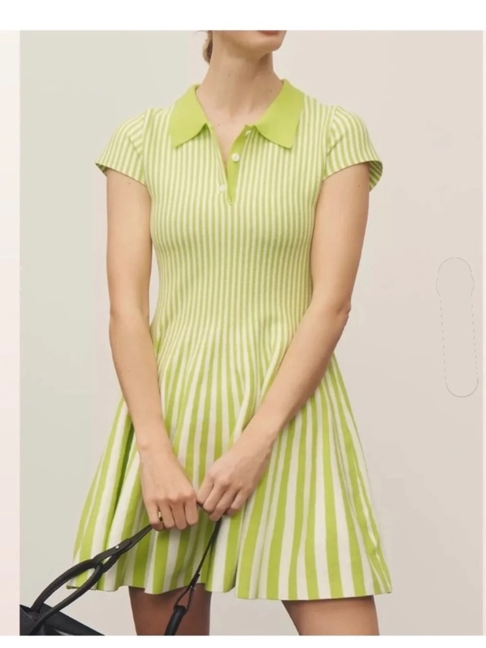 Mare Mare Anthropologie Green Striped Golf Dress NWOT